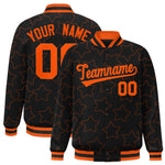 Custom Black Orange Varsity Full-Snap Star Pattern Letterman Baseball Jacket | BuyFootballJersey