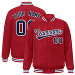 Custom Red Navy Varsity Full-Snap Star Pattern Letterman Baseball Jacket | BuyFootballJersey