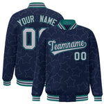 Custom Navy Gray Varsity Full-Snap Star Pattern Letterman Baseball Jacket | BuyFootballJersey