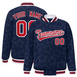 Custom Navy White Varsity Full-Snap Star Pattern Letterman Baseball Jacket | BuyFootballJersey