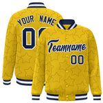 Custom Gold Navy Varsity Full-Snap Star Pattern Letterman Baseball Jacket | BuyFootballJersey