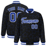 Custom Black Royal Varsity Full-Snap Star Pattern Letterman Baseball Jacket | BuyFootballJersey
