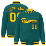 Custom Aqua Navy Varsity Full-Snap Star Pattern Letterman Baseball Jacket | BuyFootballJersey