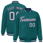 Custom Aqua Navy Varsity Full-Snap Star Pattern Letterman Baseball Jacket | BuyFootballJersey