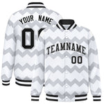 Custom White Varsity Full-Snap Ripple Color Block Letterman Jacket | BuyFootballJersey