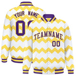 Custom White Varsity Full-Snap Ripple Color Block Letterman Jacket | BuyFootballJersey