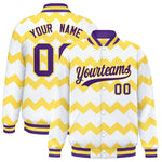 Custom White Varsity Full-Snap Ripple Color Block Letterman Jacket | BuyFootballJersey