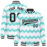 Custom White Varsity Full-Snap Ripple Color Block Letterman Jacket | BuyFootballJersey