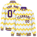 Custom White Varsity Full-Snap Ripple Color Block Letterman Jacket | BuyFootballJersey