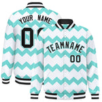 Custom White Varsity Full-Snap Ripple Color Block Letterman Jacket | BuyFootballJersey