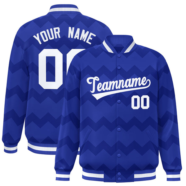Custom Royal Varsity Full-Snap Ripple Color Block Letterman Jacket | BuyFootballJersey