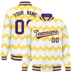 Custom White Varsity Full-Snap Ripple Color Block Letterman Jacket | BuyFootballJersey