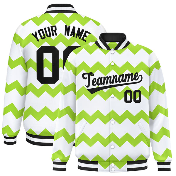 Custom White Varsity Full-Snap Ripple Color Block Letterman Jacket | BuyFootballJersey