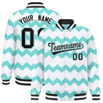 Custom White Varsity Full-Snap Ripple Color Block Letterman Jacket | BuyFootballJersey