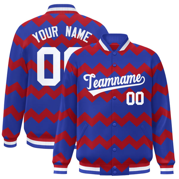 Custom Royal Varsity Full-Snap Ripple Color Block Letterman Jacket | BuyFootballJersey