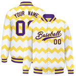 Custom White Varsity Full-Snap Ripple Color Block Letterman Jacket | BuyFootballJersey