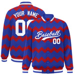 Custom Royal Varsity Full-Snap Ripple Color Block Letterman Jacket | BuyFootballJersey
