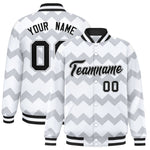 Custom White Varsity Full-Snap Ripple Color Block Letterman Jacket | BuyFootballJersey