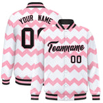 Custom White Varsity Full-Snap Ripple Color Block Letterman Jacket | BuyFootballJersey