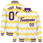 Custom White Varsity Full-Snap Ripple Color Block Letterman Jacket | BuyFootballJersey