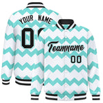 Custom White Varsity Full-Snap Ripple Color Block Letterman Jacket | BuyFootballJersey