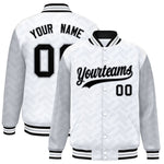 Custom White Gray L Pattern Varsity Raglan Sleeves Full-Snap Letterman Baseball Jacket | BuyFootballJersey