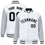 Custom White Gray L Pattern Varsity Raglan Sleeves Full-Snap Letterman Baseball Jacket | BuyFootballJersey