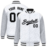Custom White Gray L Pattern Varsity Raglan Sleeves Full-Snap Letterman Baseball Jacket | BuyFootballJersey