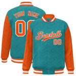 Custom Aqua Orange L Pattern Varsity Raglan Sleeves Full-Snap Letterman Baseball Jacket | BuyFootballJersey