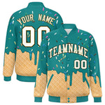 Custom Teal Ice Cream Cone Graffiti Pattern Full-Snap Varsity Letterman Jackets | BuyFootballJersey