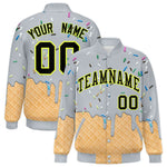 Custom Silver Ice Cream Cone Graffiti Pattern Full-Snap Varsity Letterman Jackets | BuyFootballJersey