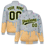 Custom Silver Ice Cream Cone Graffiti Pattern Full-Snap Varsity Letterman Jackets | BuyFootballJersey