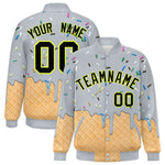 Custom Silver Ice Cream Cone Graffiti Pattern Full-Snap Varsity Letterman Jackets | BuyFootballJersey