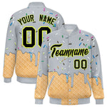 Custom Silver Ice Cream Cone Graffiti Pattern Full-Snap Varsity Letterman Jackets | BuyFootballJersey