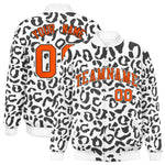 Custom White Black Varsity Full-Snap Leopard Print Graffiti Pattern Letterman Baseball Jacket | BuyFootballJersey