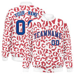 Custom White Red Varsity Full-Snap Leopard Print Graffiti Pattern Letterman Baseball Jacket | BuyFootballJersey