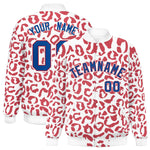 Custom White Red Varsity Full-Snap Leopard Print Graffiti Pattern Letterman Baseball Jacket | BuyFootballJersey