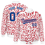 Custom White Red Varsity Full-Snap Leopard Print Graffiti Pattern Letterman Baseball Jacket | BuyFootballJersey