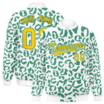 Custom White Kelly Green Varsity Full-Snap Leopard Print Graffiti Pattern Letterman Baseball Jacket | BuyFootballJersey