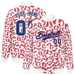 Custom White Red Varsity Full-Snap Leopard Print Graffiti Pattern Letterman Baseball Jacket | BuyFootballJersey