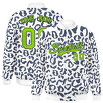 Custom White Navy Varsity Full-Snap Leopard Print Graffiti Pattern Letterman Baseball Jacket | BuyFootballJersey
