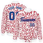 Custom White Red Varsity Full-Snap Leopard Print Graffiti Pattern Letterman Baseball Jacket | BuyFootballJersey