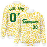 Custom White Gold Varsity Full-Snap Leopard Print Graffiti Pattern Letterman Baseball Jacket | BuyFootballJersey