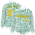 Custom White Kelly Green Varsity Full-Snap Leopard Print Graffiti Pattern Letterman Baseball Jacket | BuyFootballJersey