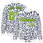Custom White Navy Varsity Full-Snap Leopard Print Graffiti Pattern Letterman Baseball Jacket | BuyFootballJersey