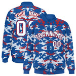 Custom Royal Red-White Varsity Full-Snap Camo Letterman Jacket | BuyFootballJersey