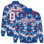 Custom Royal Red-White Varsity Full-Snap Camo Letterman Jacket | BuyFootballJersey