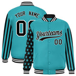 Custom Aqua American Flag Varsity Full-Snap Raglan Sleeves Letterman Bomber Jacket | BuyFootballJersey