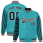 Custom Aqua American Flag Varsity Full-Snap Raglan Sleeves Letterman Bomber Jacket | BuyFootballJersey