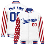 Custom White Red American Flag Varsity Full-Snap Raglan Sleeves Letterman Bomber Jacket | BuyFootballJersey